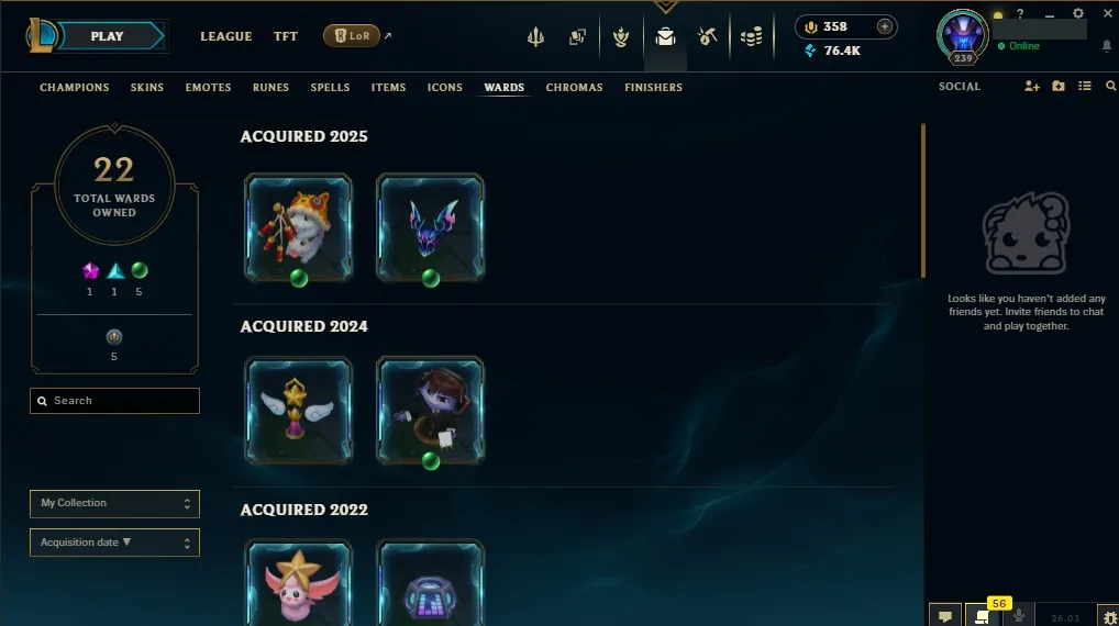 [EUW]  ALL Champions  117 Skins  Level 239  76417 BE  358 RP   Delivery in Minutes | Ranked LoL Account