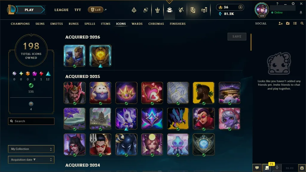 [NA] 欄 ALL Champions ⚔️ 231 Skins  Level 189  81216 BE  36 RP  ⚡ Delivery in Minutes | LoL Account for Sale