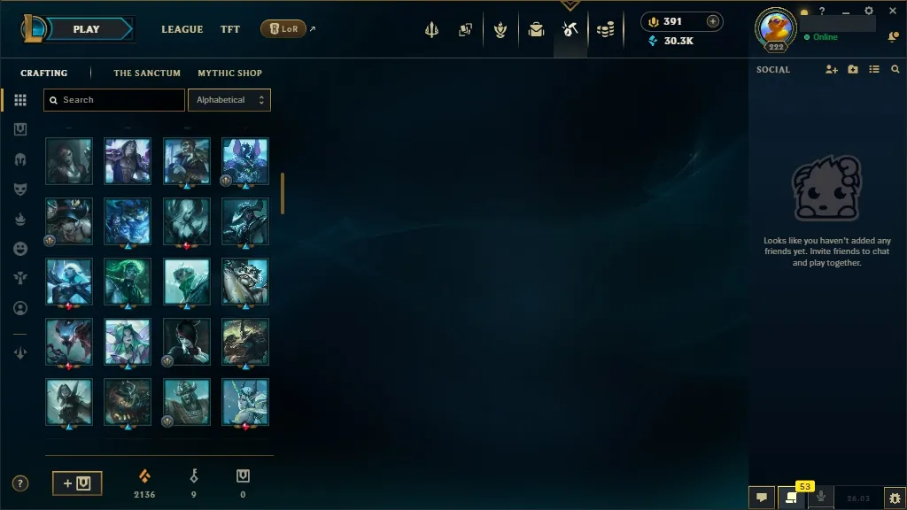 [EUW] ✔️ ALL Champions 易 95 Skins  Level 222  30348 BE  391 RP   Delivery in Minutes | League of Legends Account