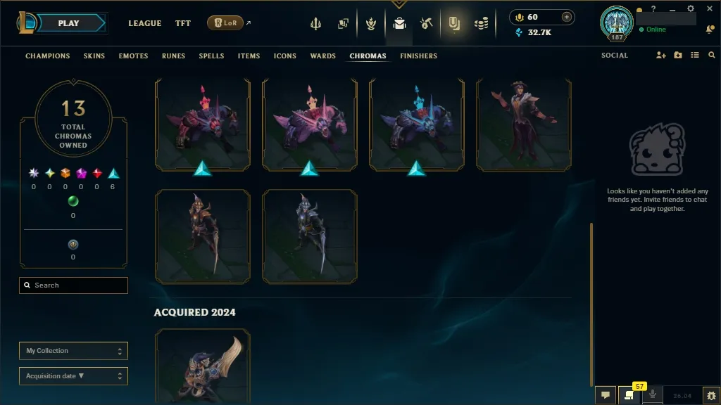 [EUW] ☑️ ALL Champions ⚔️ 61 Skins ✨ Level 187  32711 BE  60 RP   Fast Delivery | Ranked LoL Account
