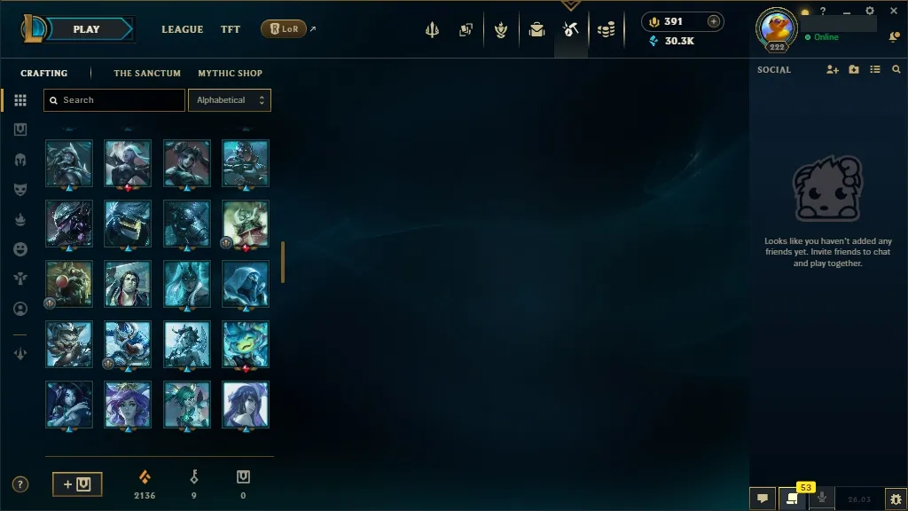 [EUW] ✔️ ALL Champions 易 95 Skins  Level 222  30348 BE  391 RP   Delivery in Minutes | League of Legends Account