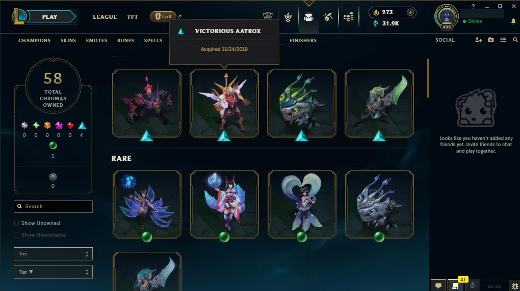 EUW💎 All Champs ✅  Level 488  🎨 233 Skins 💙 21K BE | 💎 273 RP | 🧙‍♂️ 49 Wards | 🌈 58 Chromas | 🔐 Full Access 🔥