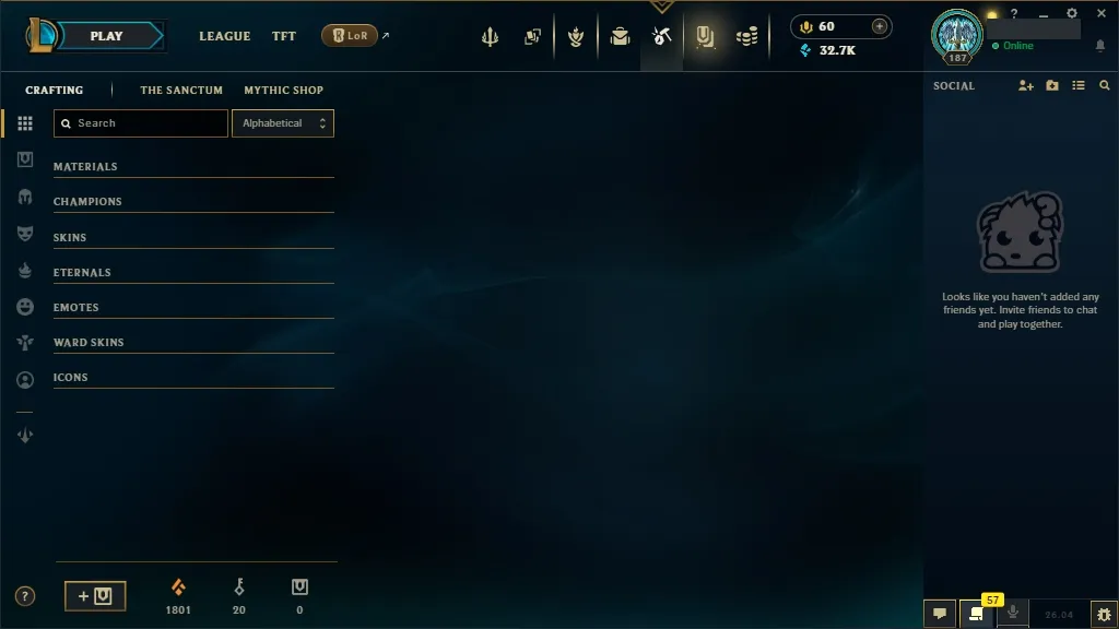 [EUW] ☑️ ALL Champions ⚔️ 61 Skins ✨ Level 187  32711 BE  60 RP   Fast Delivery | Ranked LoL Account