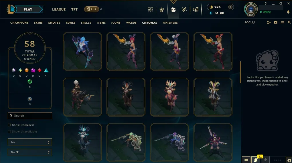 EUW💎 All Champs ✅  Level 488  🎨 233 Skins 💙 21K BE | 💎 273 RP | 🧙‍♂️ 49 Wards | 🌈 58 Chromas | 🔐 Full Access 🔥