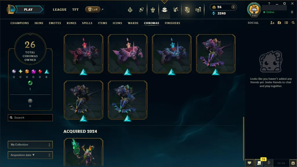 [🇪🇺 EUW] ⭐🌈 +380K MAIN AATROX 🎃🕹️ PRIMORDIAN / PRESTIGE BLOOD MOON AATROX 🍭👑 PRESTIGE ETERNAL ASPECT ZOE 🐸🏆 RISEN LEGEND LEBLANC/VAYNE 🐸🎐 148 Champions 🐸🪐 83 Skins 🌺⚡ Level 153 🧧📀 3240 BE 🌺🧧 26 RP 🌸🌈 Fast Delivery 🧿🎭 LoL Acc