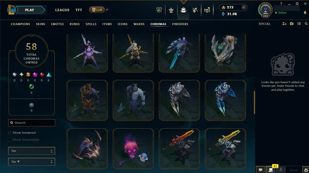 EUW💎 All Champs ✅  Level 488  🎨 233 Skins 💙 21K BE | 💎 273 RP | 🧙‍♂️ 49 Wards | 🌈 58 Chromas | 🔐 Full Access 🔥