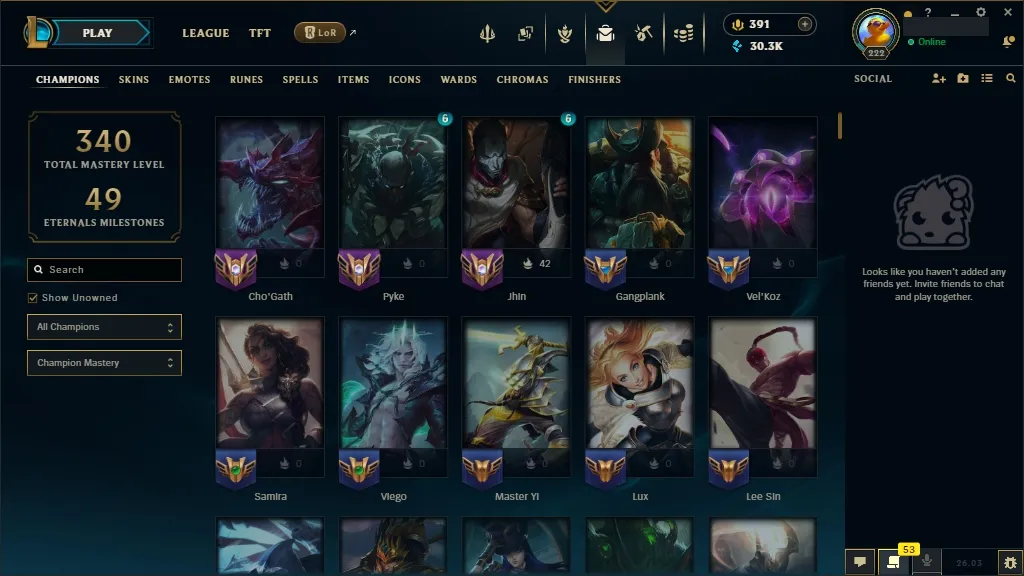 [EUW] ✔️ ALL Champions 易 95 Skins  Level 222  30348 BE  391 RP   Delivery in Minutes | League of Legends Account