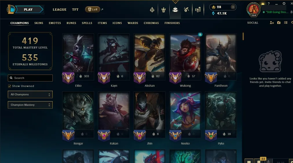 [EUW]  105 Champions  78 Skins  Level 364  47121 BE  28 RP   Quick Delivery | Ranked LoL Account
