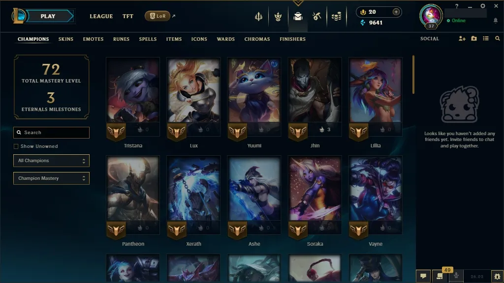 [NA] 欄 64 Champions ⚔️ 12 Skins  Level 37  9641 BE  20 RP   Instant Delivery | League of Legends Account