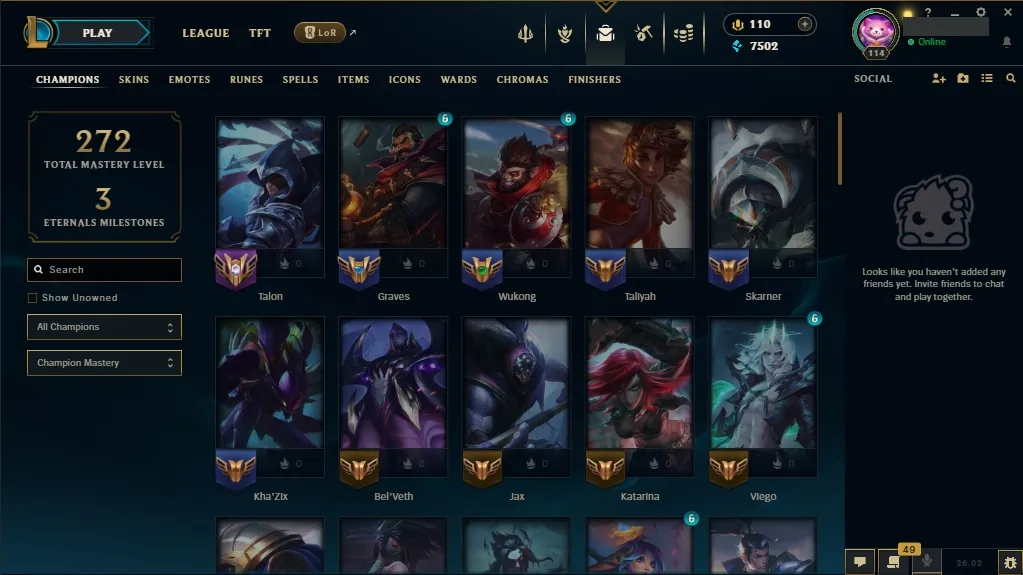 [EUW]  66 Champions  24 Skins  Level 114  7502 BE  110 RP   Delivery in Minutes | League Account with Skins