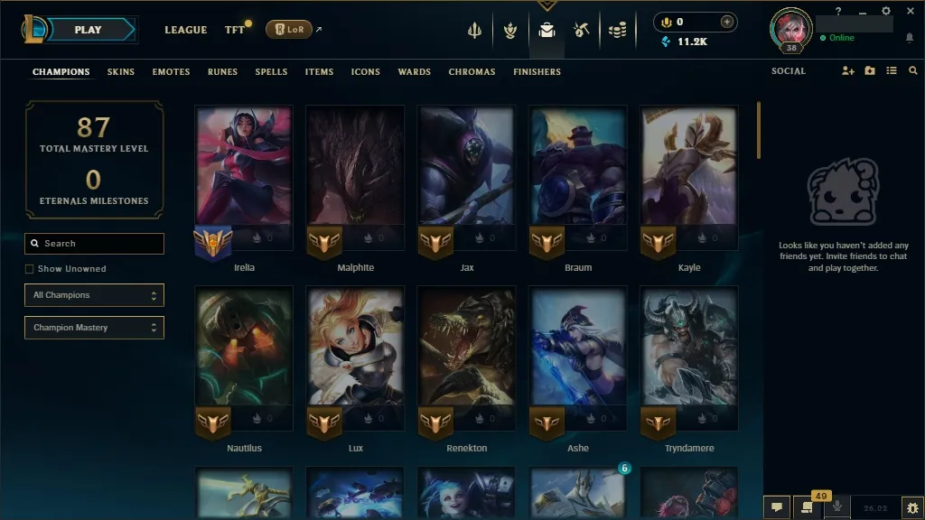 [EUW]  77 Champions ️ 3 Skins  Level 38 ️ 11221 BE   Delivery in Minutes | LoL Account for Sale