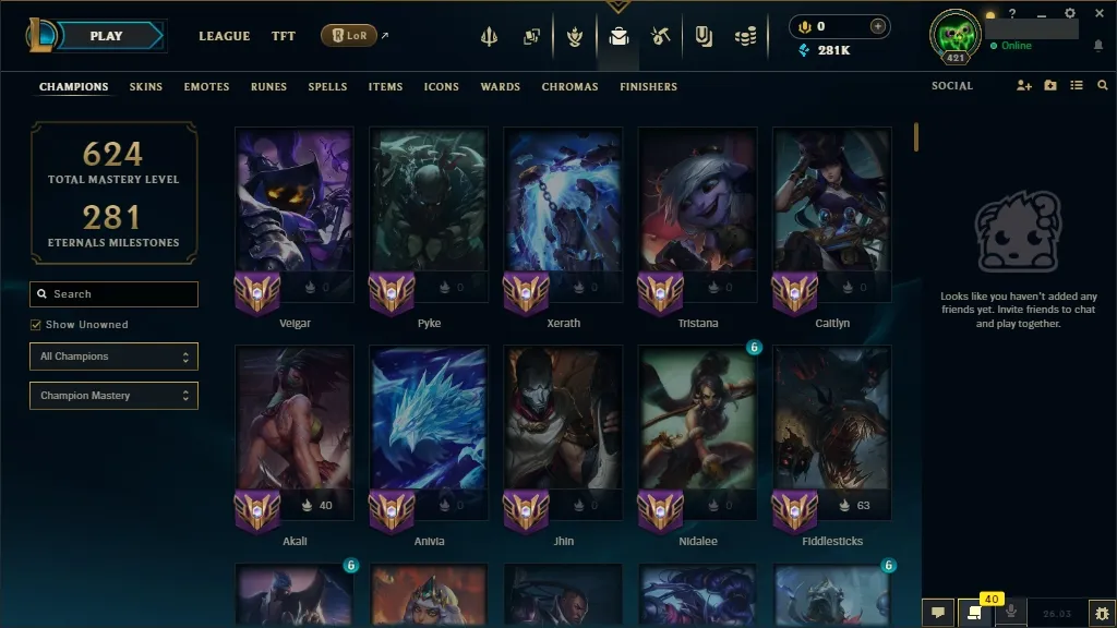 [NA] 欄 ALL Champions 易 67 Skins ✨ Level 421 ️ 281554 BE   Delivery in Minutes | League Account with Skins