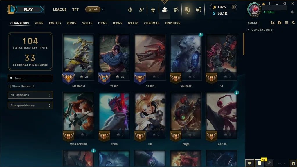 [NA]  61 Champions  31 Skins  Level 74  33115 BE  1075 RP   Delivery in Minutes | League Account with Skins