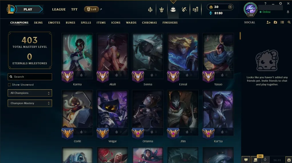[NA]  All Champions  70 Skins  Level 188 ️ 8180 BE  30 RP   Quick Delivery | Ranked LoL Account