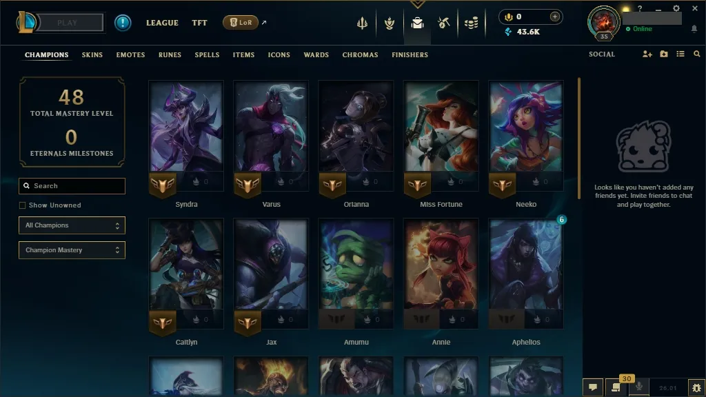 【NA】S16 Ranked Ready ✅ Unranked  lv 35 ⭐ 27 Champs ⭐ 43620BE ⭐ NA Unranked league of legends account for sale