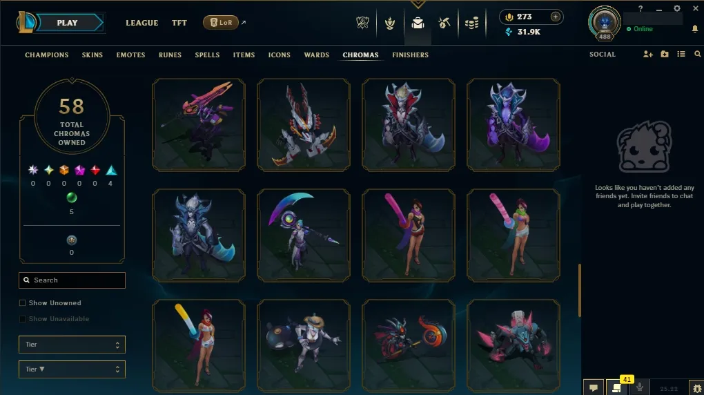 EUW💎 All Champs ✅  Level 488  🎨 233 Skins 💙 21K BE | 💎 273 RP | 🧙‍♂️ 49 Wards | 🌈 58 Chromas | 🔐 Full Access 🔥