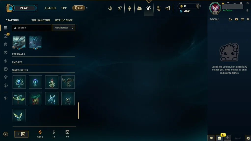 [EUW] ⭐ Insane Loot ✅ ALL Champions 👑 49 Skins 🙌 Level 314 ⭐ 40008 BE 🔷 ⚡ Instant Delivery | League of Legends Account