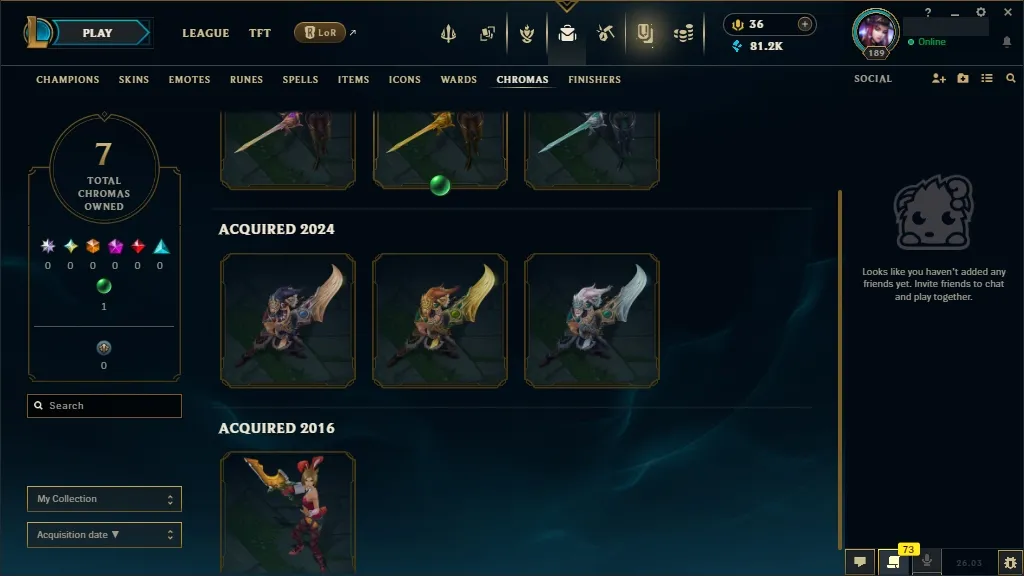 [NA] 欄 ALL Champions ⚔️ 231 Skins  Level 189  81216 BE  36 RP  ⚡ Delivery in Minutes | LoL Account for Sale