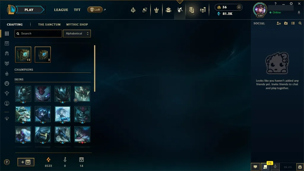 [NA] 欄 ALL Champions ⚔️ 231 Skins  Level 189  81216 BE  36 RP  ⚡ Delivery in Minutes | LoL Account for Sale