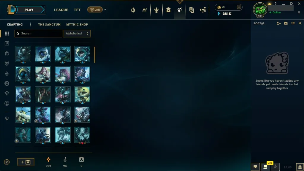 [NA] 欄 ALL Champions 易 67 Skins ✨ Level 421 ️ 281554 BE   Delivery in Minutes | League Account with Skins