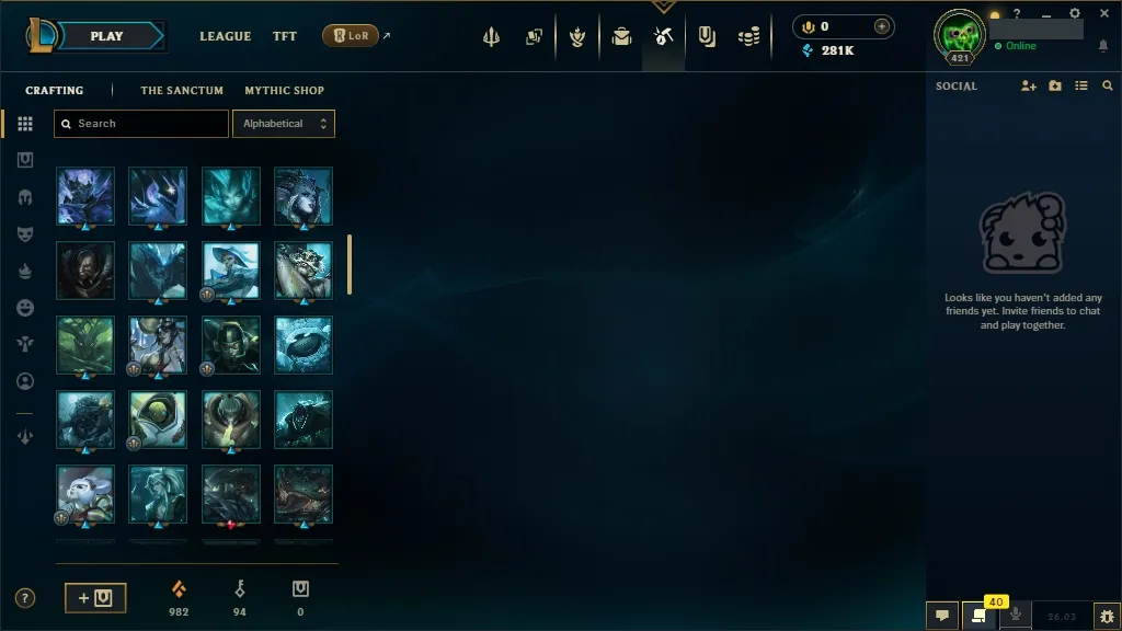 [NA] 欄 ALL Champions 易 67 Skins ✨ Level 421 ️ 281554 BE   Delivery in Minutes | League Account with Skins