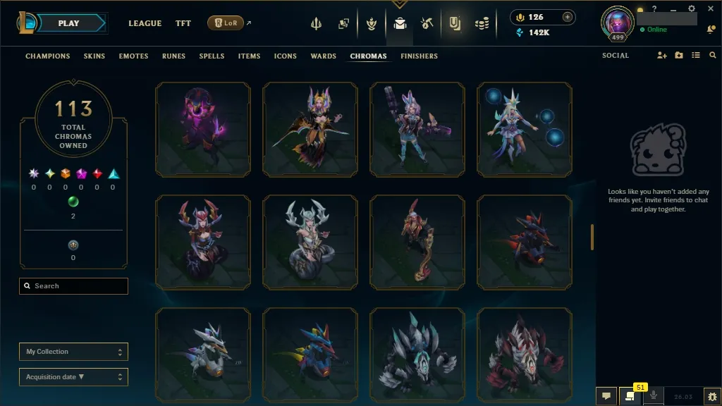 [NA]  ALL Champions  259 Skins  Level 499 ⭐ 142740 BE  126 RP   Fast Delivery | League of Legends Account