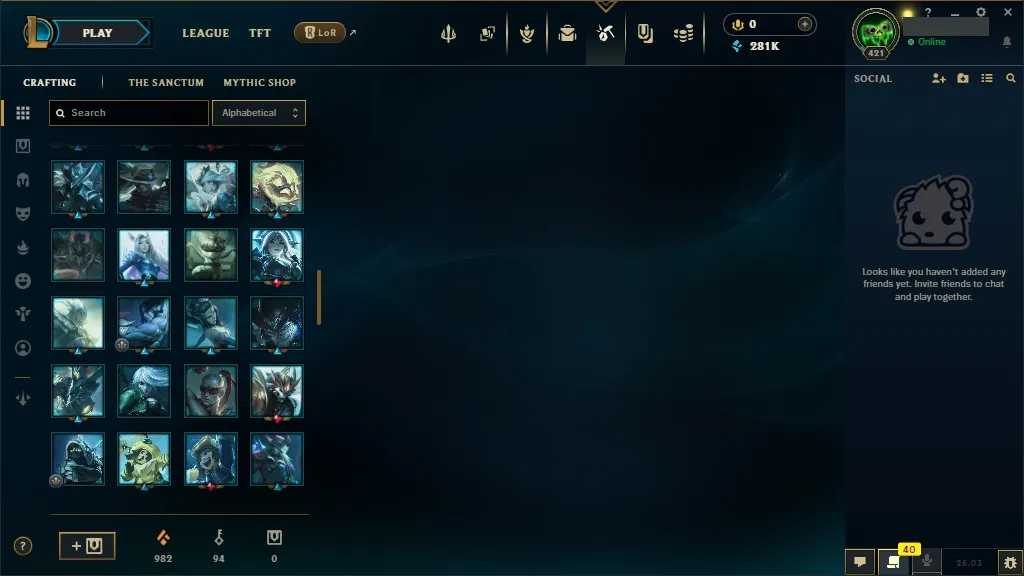 [NA] 欄 ALL Champions 易 67 Skins ✨ Level 421 ️ 281554 BE   Delivery in Minutes | League Account with Skins
