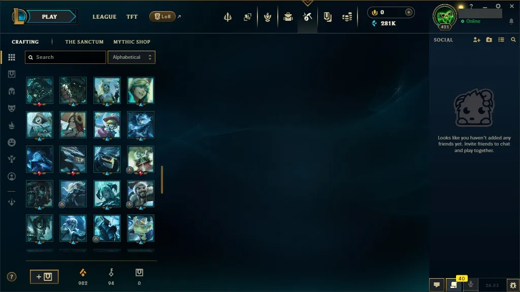 [NA] 欄 ALL Champions 易 67 Skins ✨ Level 421 ️ 281554 BE   Delivery in Minutes | League Account with Skins