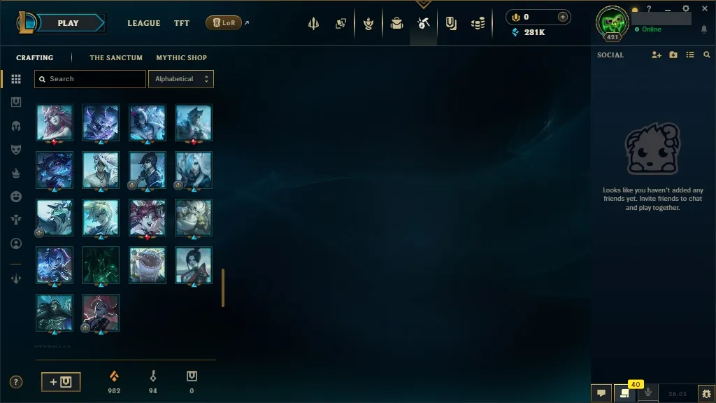 [NA] 欄 ALL Champions 易 67 Skins ✨ Level 421 ️ 281554 BE   Delivery in Minutes | League Account with Skins