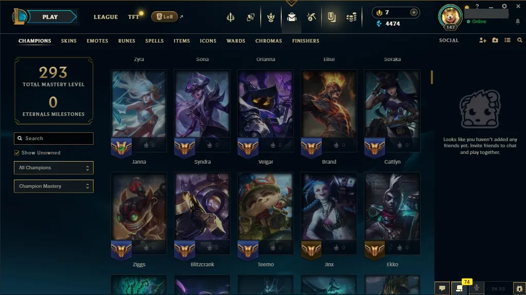 [NA] Support e-girl Account ✔️ 93 Champions ⚔️ 51 Skins 🙌 Level 147 🔼 4474 BE 🔵 7 RP 💰 🚀 Fast Delivery | Ranked LoL Account
