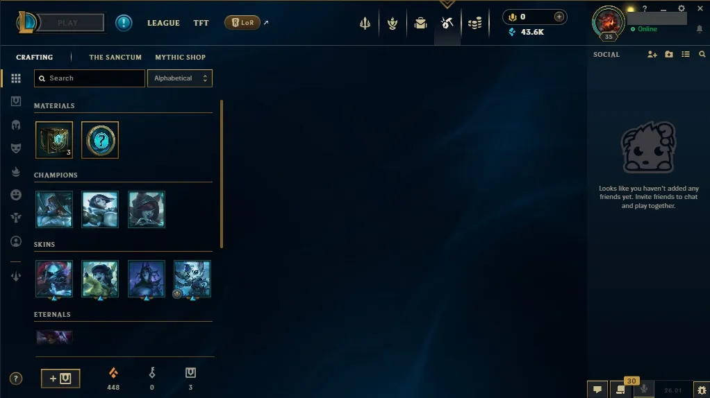 【NA】S16 Ranked Ready ✅ Unranked  lv 35 ⭐ 27 Champs ⭐ 43620BE ⭐ NA Unranked league of legends account for sale