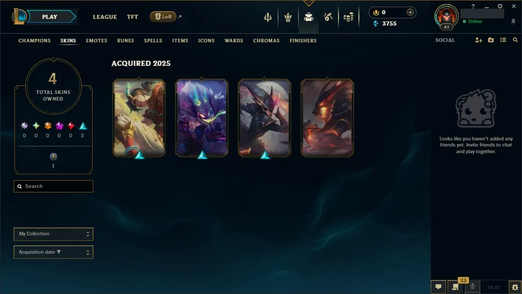 [NA] ⭐ 66 Champions 殺 4 Skins  Level 41  3755 BE  Free Fast Delivery