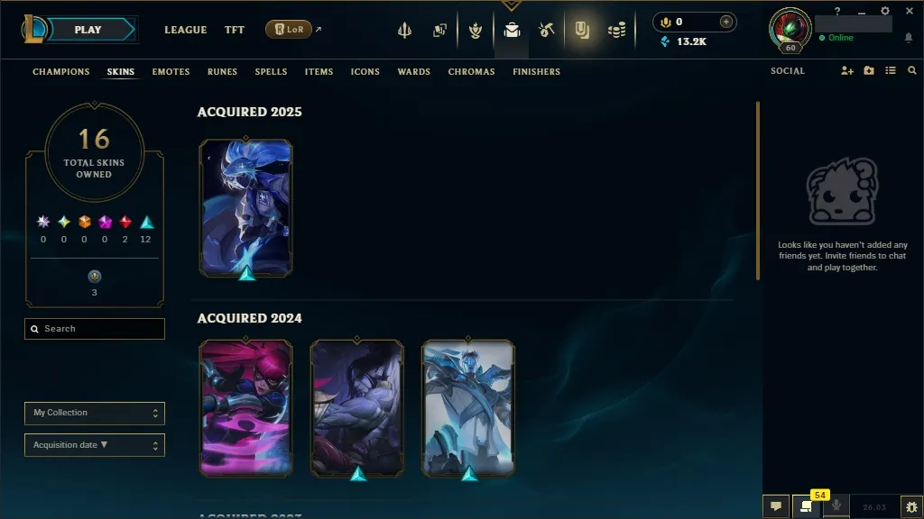[EUW] 欄 57 Champions  16 Skins  Level 60  13246 BE   Instant Delivery | League Account with Skins