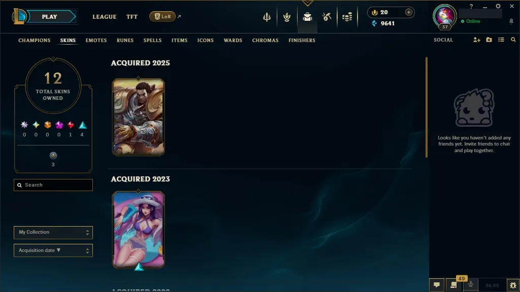 [NA] 欄 64 Champions ⚔️ 12 Skins  Level 37  9641 BE  20 RP   Instant Delivery | League of Legends Account