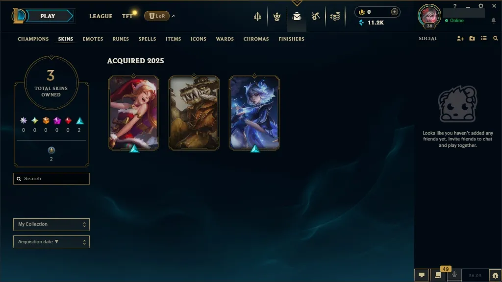 [EUW]  77 Champions ️ 3 Skins  Level 38 ️ 11221 BE   Delivery in Minutes | LoL Account for Sale