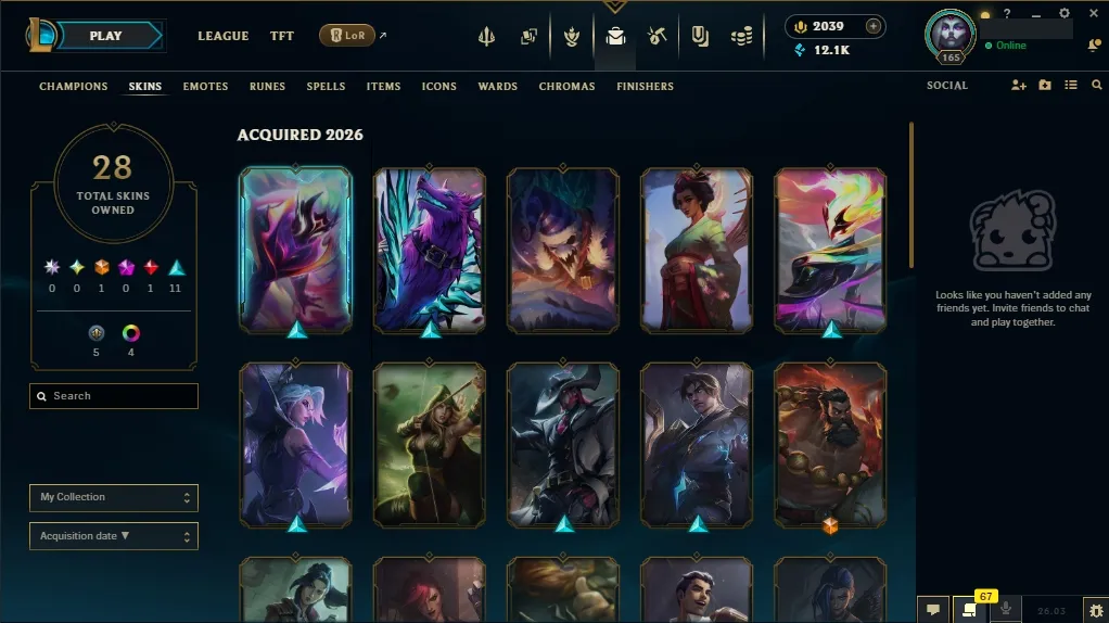 [EUW] ✅ 161 Champions ⚔️ 28 Skins  Level 165  12191 BE  2039 RP  ⚡ Quick Delivery | Ranked LoL Account