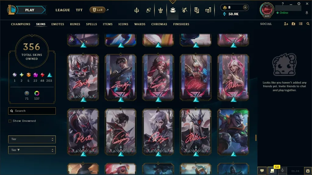 🚨 [EUW] ⚜ ULTRA RARE LoL Account 🔥 ALL Arcane 💎 + T1 Worlds 2023/24 🏆 + ✨ Spirit Blossom🏆 356 Premium Skins 😎 ALL Champs 🔼 Lvl 689 🔵 +50K BE 🏁 Instant Delivery