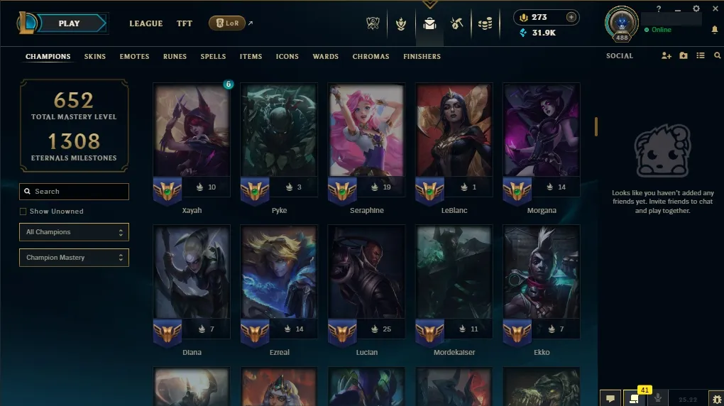 EUW💎 All Champs ✅  Level 488  🎨 233 Skins 💙 21K BE | 💎 273 RP | 🧙‍♂️ 49 Wards | 🌈 58 Chromas | 🔐 Full Access 🔥