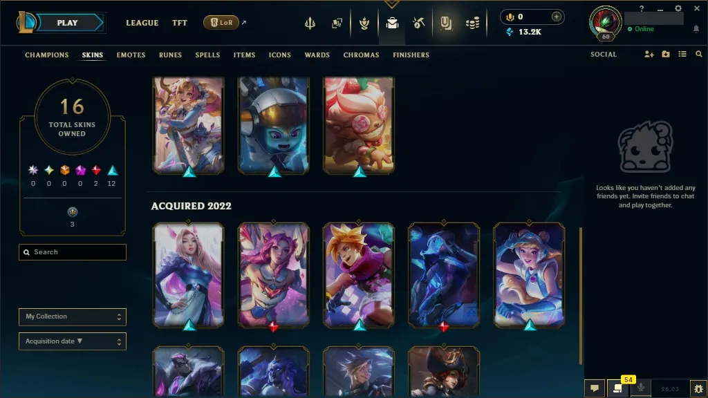 [EUW] 欄 57 Champions  16 Skins  Level 60  13246 BE   Instant Delivery | League Account with Skins