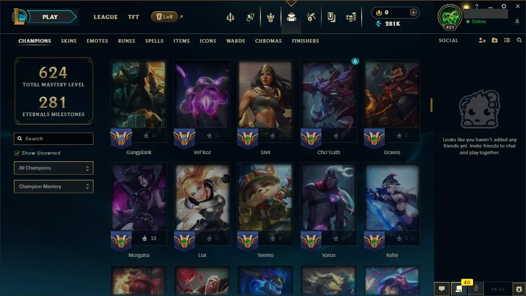 [NA] 欄 ALL Champions 易 67 Skins ✨ Level 421 ️ 281554 BE   Delivery in Minutes | League Account with Skins