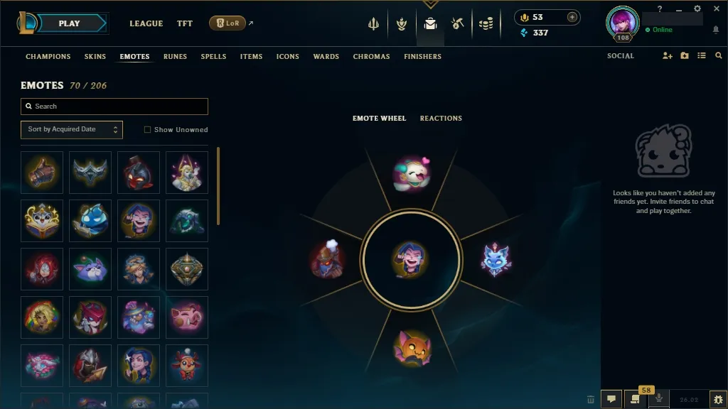 [EUW]  152 Champions ️ 35 Skins  Level 108  337 BE  53 RP   Free Delivery | League of Legends Account