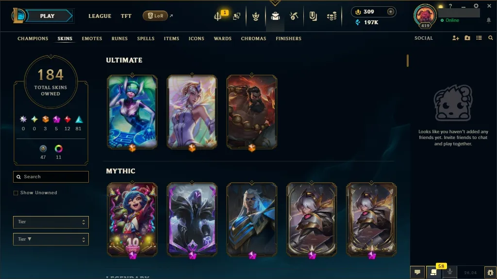 [🇪🇺 EUW] 🥧🩳 +744k Udyr Top Main 👘🔥 ASHEN KNIGHT PYKE 😀🥋 HEXTECH SWAIN 🐯🏄 PRESTIGE PROJECT IRELIA 🥔🍏 ELEMENTALIST LUX 🌮🗡️ DJ SONA 😄🦅 ALL Champions 🧘🌋 184 Skins 🧜👘 Level 419 🧥🥪 197316 BE 🍉🚘 309 RP 🌙🐗 Fast Delivery 🚔👕 LoL Acc