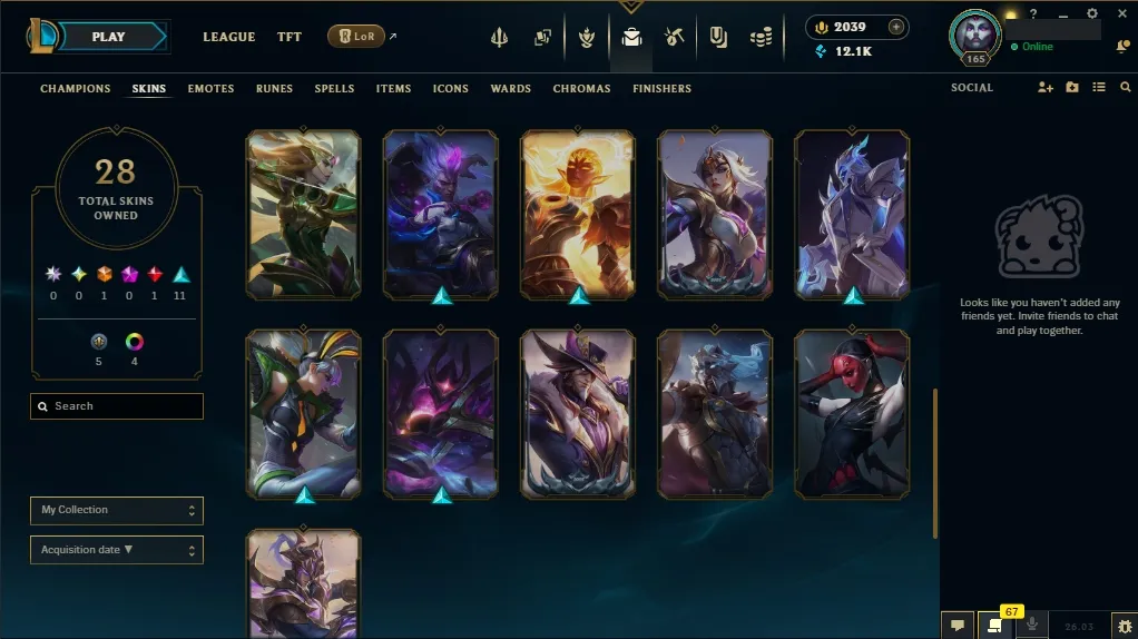 [EUW] ✅ 161 Champions ⚔️ 28 Skins  Level 165  12191 BE  2039 RP  ⚡ Quick Delivery | Ranked LoL Account