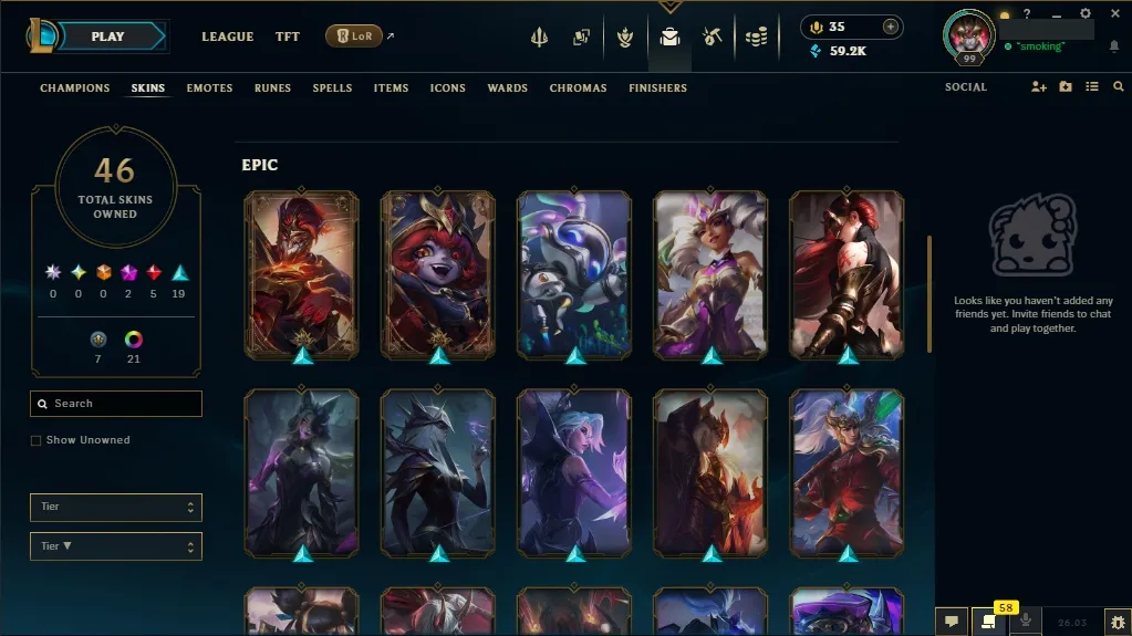 [EUW] 欄 96 Champions 易 46 Skins  Level 99  59293 BE  35 RP  ⚡ Quick Delivery | LoL Account for Sale