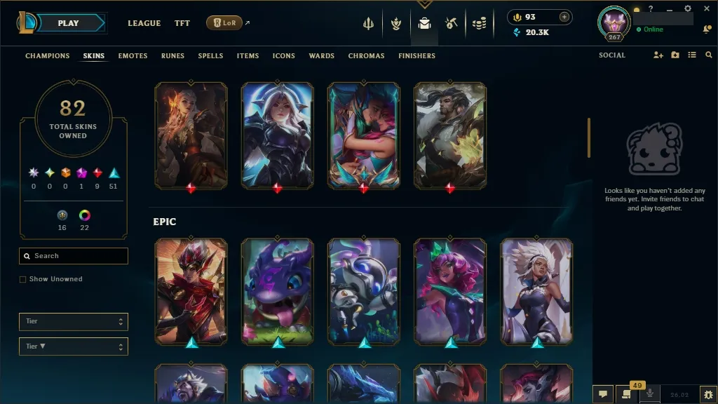 [EUW] ✅ 139 Champions  82 Skins  Level 267  20355 BE  93 RP  ⚡ Delivery in Minutes | League of Legends Account