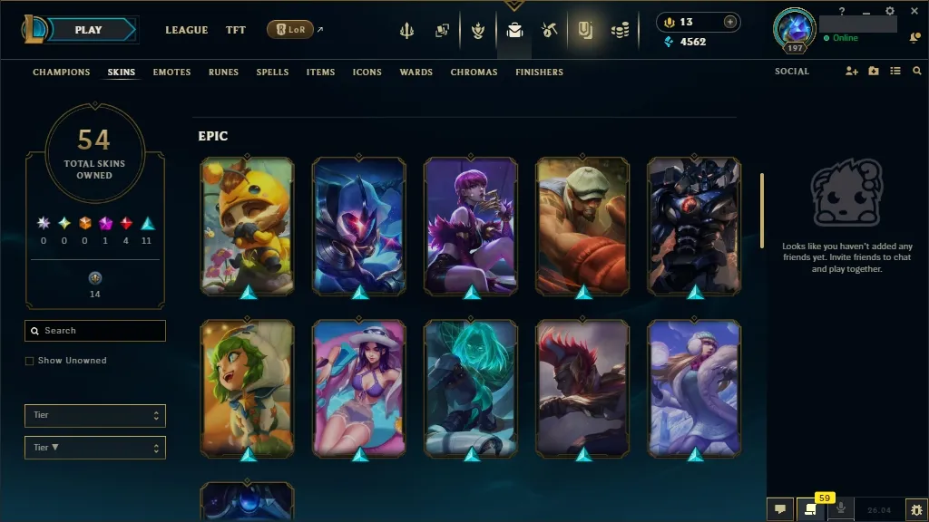 [EUW]  146 Champions  54 Skins  Level 197 ️ 4562 BE  13 RP   Fast Delivery | LoL Account for Sale