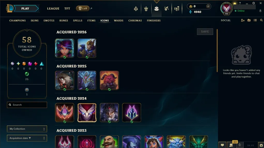 [NA]  69 Champions ️ 4 Skins  Level 90  4940 BE   Delivery in Minutes | League of Legends Account