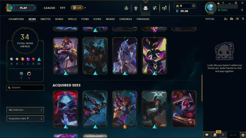 [EUW] 欄 136 Champions 易 34 Skins  Level 174 ⭐ 39555 BE   Fast Delivery | League Account with Skins