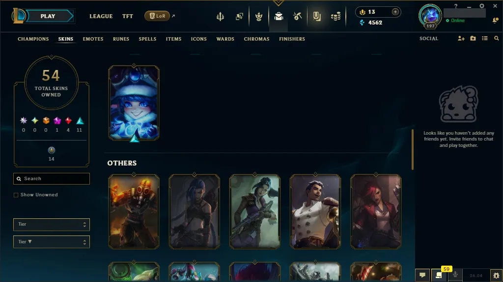 [EUW]  146 Champions  54 Skins  Level 197 ️ 4562 BE  13 RP   Fast Delivery | LoL Account for Sale