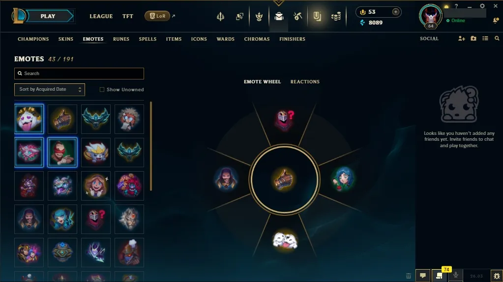 [NA] 欄 56 Champions  22 Skins  Level 64  8089 BE  53 RP  ⚡ Fast Delivery | League of Legends Account